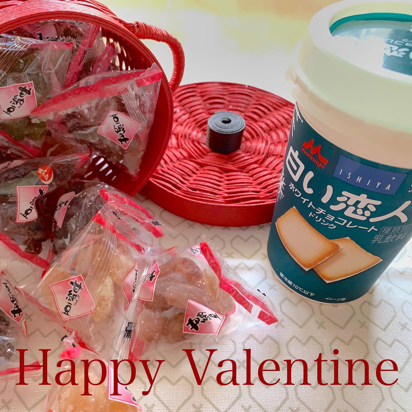 #2月14日#happyvalentinesday #甘納豆#白い恋人#ホワイトチョコレートドリンク #ホビーラホビーレ #バレンタイン に間に合わなかった#刺し子ふきん